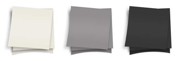 Stickie Note blank template white, grey and black for presentation layouts and design.