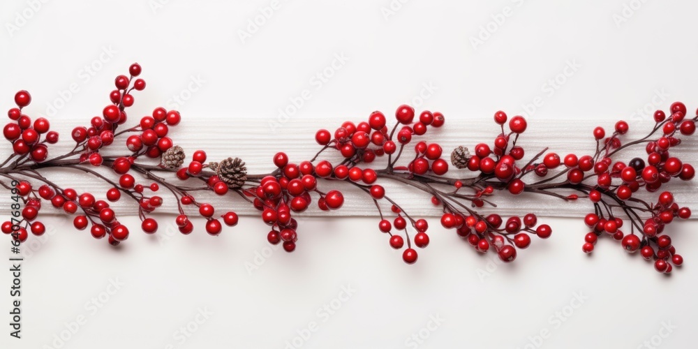 Poster a close up of a branch of red berries. digital image.