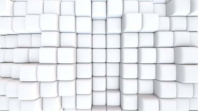 White cubes wave pattern background animation in a seamless loop