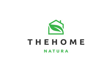 Home leaf logo icon design template flat vector