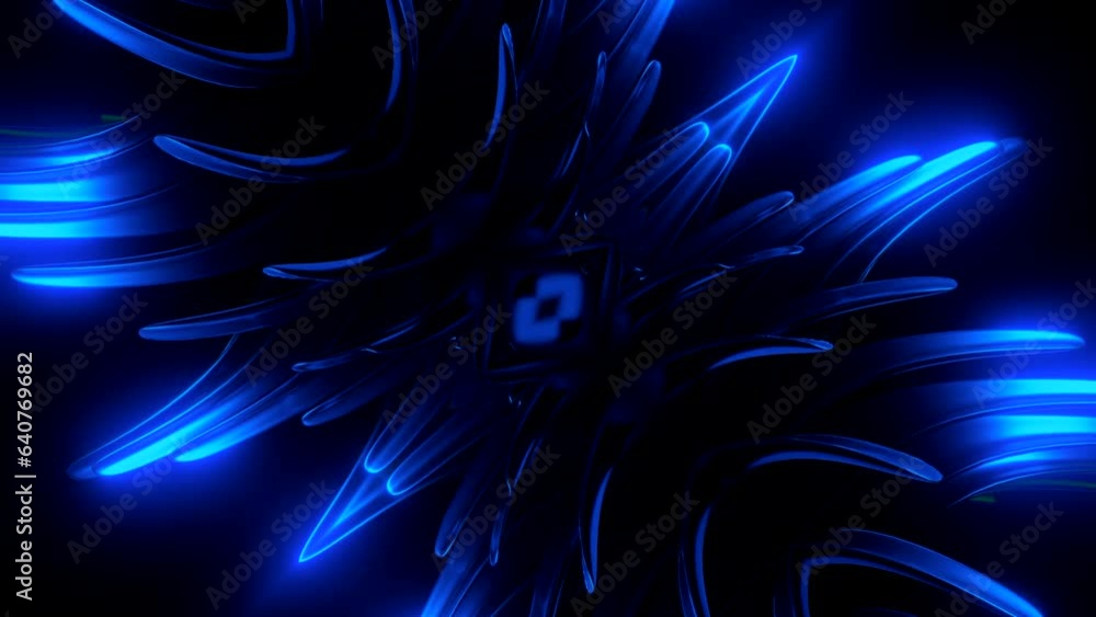 Poster animation with luminous hypnotic design. design. needle lines move in hypnotic construction. glowing