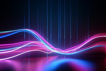 abstract futuristic background with pink blue glowing neon moving high speed wave lines and bokeh lights. Data transfer concept Fantastic wallpaper, Generative AI