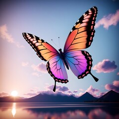 butterfly on the sky background, ai, ai generated