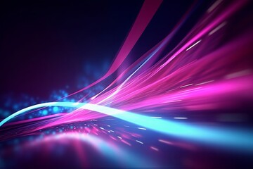 Fototapeta na wymiar abstract futuristic background with pink blue glowing neon moving high speed wave lines and bokeh lights. Data transfer concept Fantastic wallpaper, Generative AI
