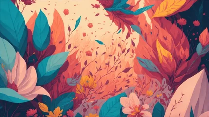 Fotobehang natural abstract background autumn leaves floral theme © irwanwij