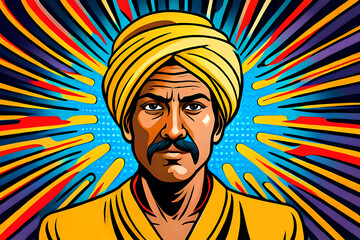 Pop art style spiritual guru with turban