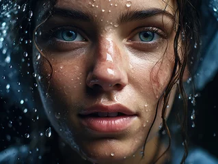 Close-up view of beautiful woman's wet face © Kedek Creative