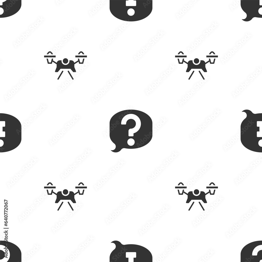 Poster set information, speech bubble chat and drone on seamless pattern. vector