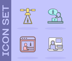 Set World news, Satellite, Information and Television report icon. Vector