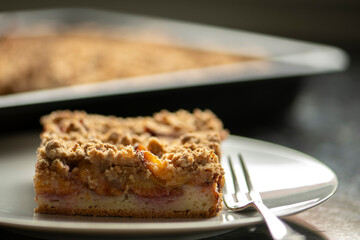 Gluten and sugar-free plum cake with crumble