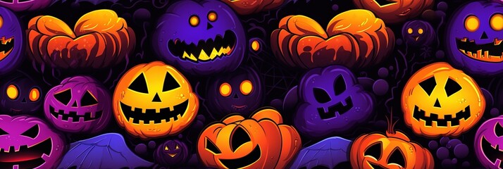 Colorful Tileable Pattern of Halloween. Wallpaper.