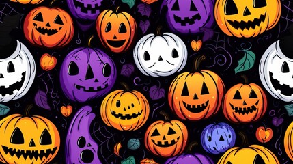 Obraz premium Colorful Tileable Pattern of Halloween. Wallpaper.