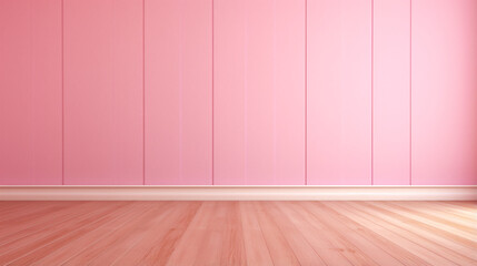 empty room with pink wall and wooden floor for for product display mock up