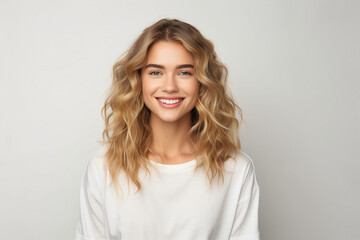 Obraz premium Generative ai collage image picture of pretty lovely girl looking in camera feel joyful