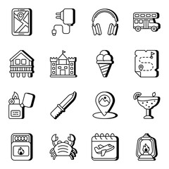 Pack of Travel and Journey Linear Icons

