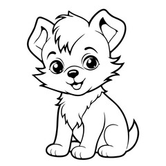 Dog Character Vector, Coloring Book Page with Dog, Coloring page outline of a cute dog, coloring page with Animal character