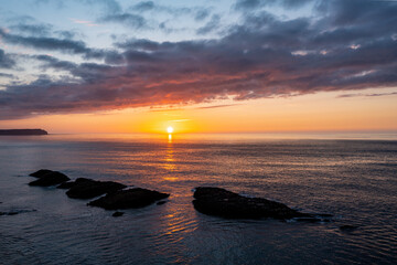 Fototapeta na wymiar Gorgeous Sunset Over Antrim Coast, Northern Ireland 
