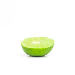 Green lime slices isolated on white background