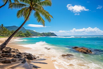Fototapeta na wymiar Beautiful beach with a tropical sea offering breathtaking scenery 