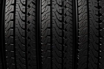 Seamless car tire tracks texture on white background with a seamless design 