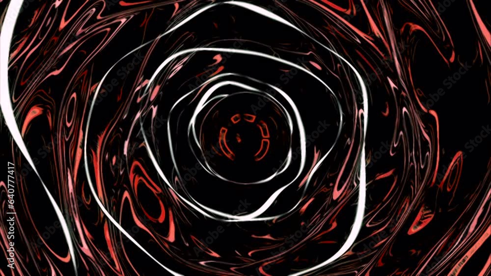 Poster flying inside sticky endless tunnel. design. slowly moving inside corridor with oval shapes.