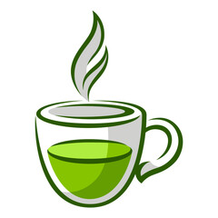 Cup of green tea. Illustration of traditional drink.