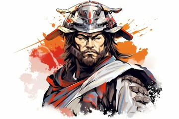 A cartoon anime illustration of a samurai warrior