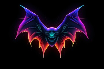 Graphic neon icon for bat