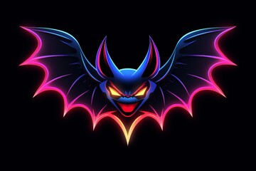 Graphic neon icon for bat - obrazy, fototapety, plakaty