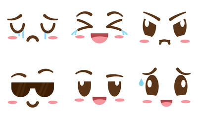 Set of borderless facial expressions Vector