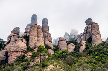 Misty clouds on the mountains  (Les Agulles - Montserrat Massif, Spain, Catalonia)