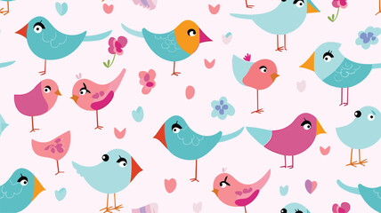 Cartoon birds pattern