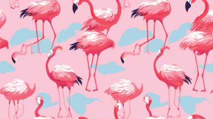 Fototapete Flamingo Flamingo birds pattern