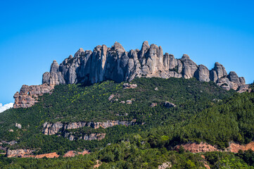 Fototapeta na wymiar Amazing mountain range geology (Les Agulles - Montserrta Massif, Spain, Catalonia)