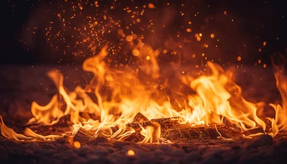 Foto op Plexiglas Photo of a roaring fire with intense flames © Anna