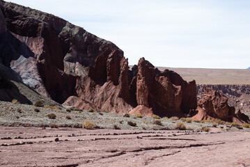panoramic view of the redo rocks of valle de arcoiris, Antofagasta, Atacama, Chile