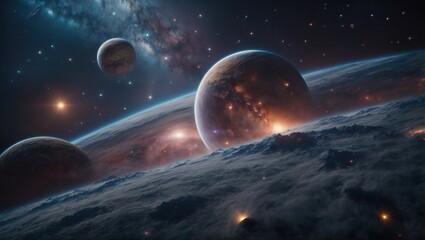 Deep space art. Nebulas, planets, galaxies and stars in beautiful composition. Awesome for...