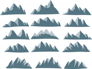 illustration of a set of lines. icons pack mountain silhouette for wildlife adventure vector
