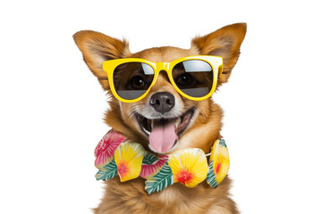 Happy Dog in Dress and Wearing Cool Glasses Generative AI