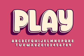 Play typography alphabets 3D text effect vector template
