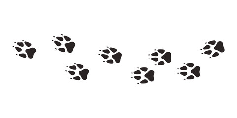 Wolf paws. Animal paw prints, vector different animals footprints black on white illustration - obrazy, fototapety, plakaty