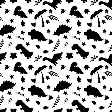 Сhildish seamless pattern with dinosaurs. Cute background. Dino. Print with dinosaur for baby textile and fabric