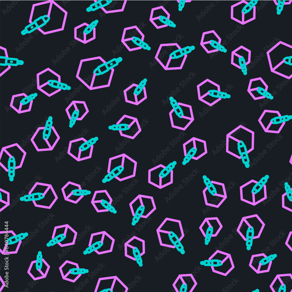 Poster line 3d pen tool icon isolated seamless pattern on black background. vector