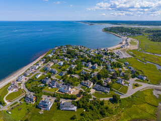 Scituate Harbor aerial view including Second Cliff village in town of Scituate, Massachusetts MA, USA. 