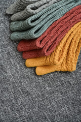 Hand-knitted woolen socks of different colors