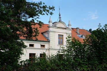 Fototapeta na wymiar Historic manor house in the village of Podlesne, Warmia and Masuria, Braniewo, Poland