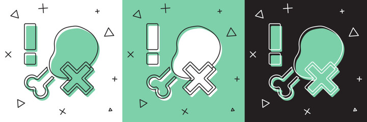 Fototapeta premium Set No chicken leg icon isolated on white and green, black background. No fast food allowed - vegetarian food. Vector