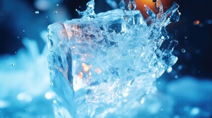 Exploding Ice Cube in macro shot - stock concepts