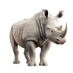 Fototapeta premium Rhino 3d render character, Hyper Realistic isolated on transparent background.