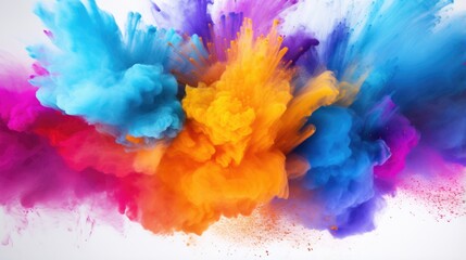Obraz premium colorful powder explosion against white - stock concepts